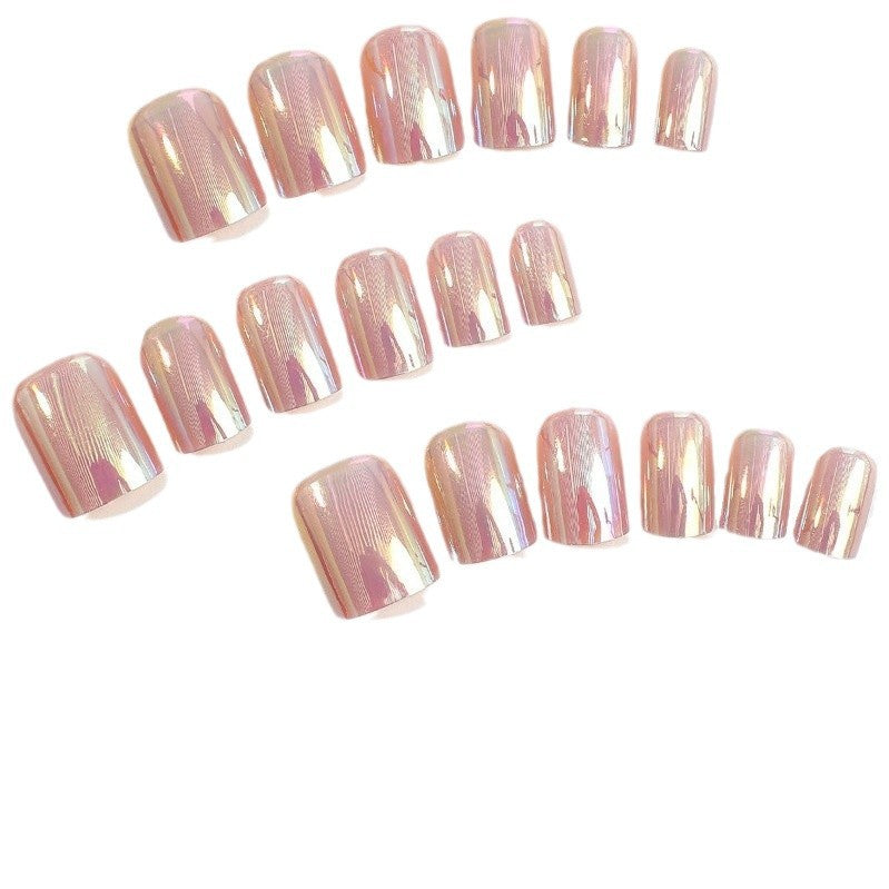 Short Square Press-On Nails – Pearl Pink Glossy Minimalist Acrylic Set