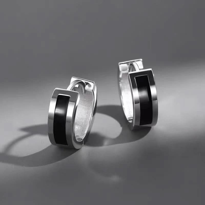 Trendy Korean Black Hoop Earrings –Hip-Hop Design Unisex Fashion