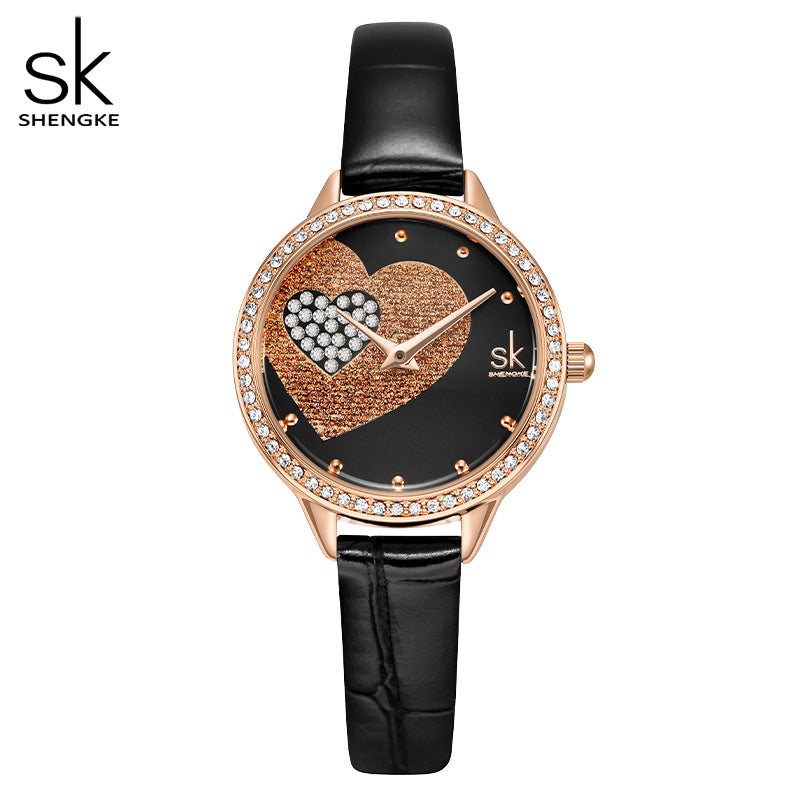 SK Women’s Quartz Watch – Diamond Accent Leather & Stainless Steel Strap