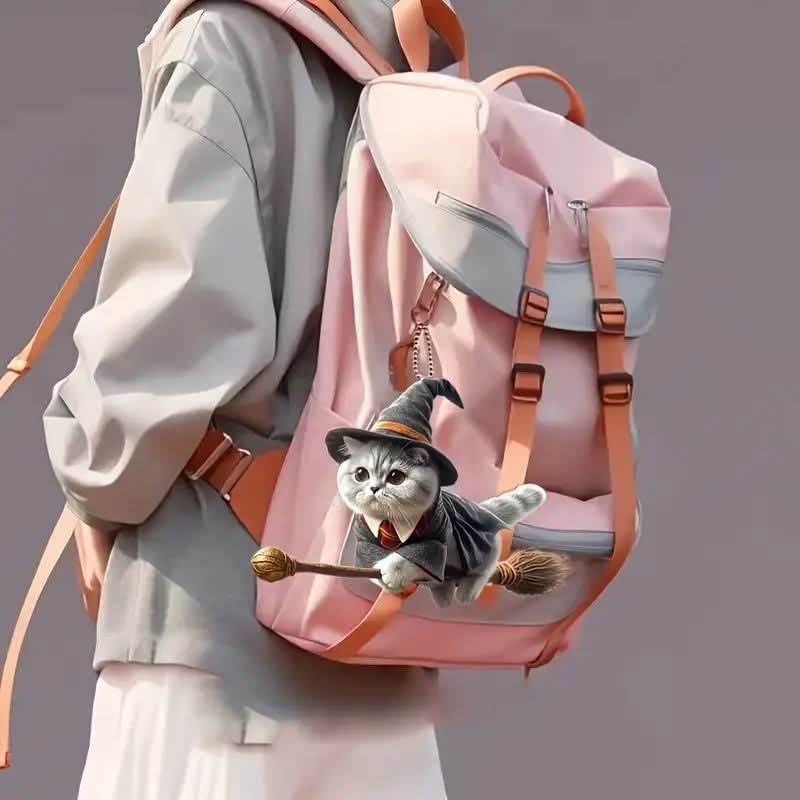 Magic Cat Acrylic Car Pendant Keychain