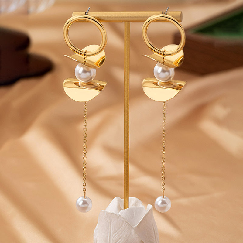 Pearl Tassel Earrings for Women – Alloy Heart Design Fashion Jewelry