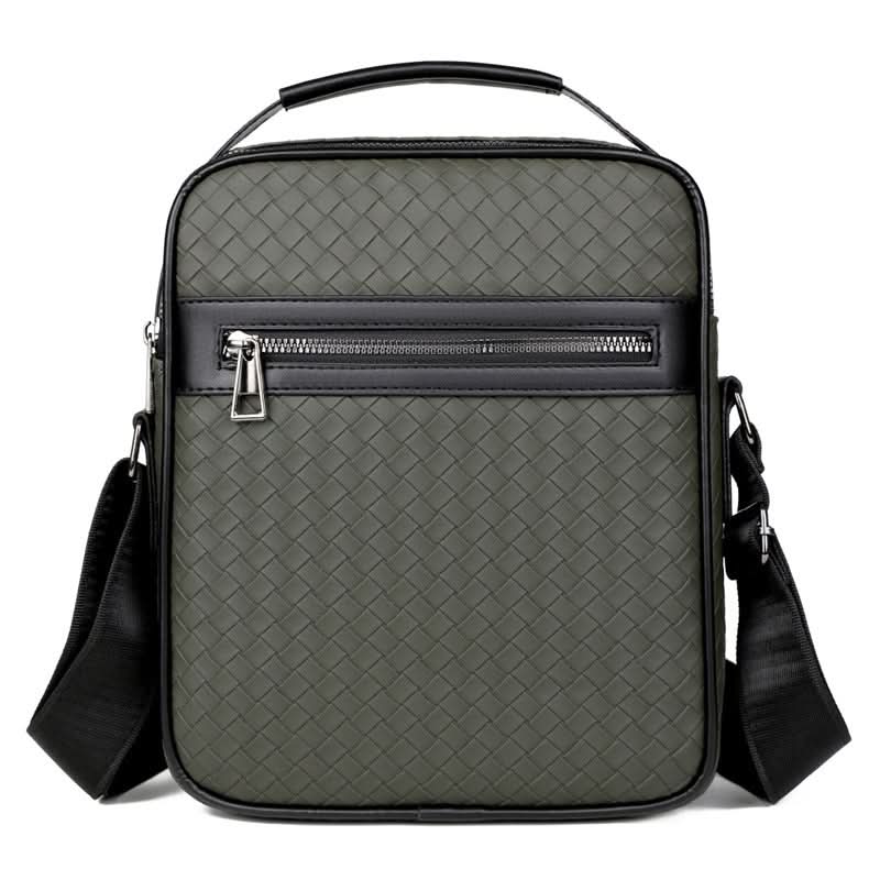 Men’s Woven Plaid Oxford Shoulder Bag – Trendy Business Messenger Backpack
