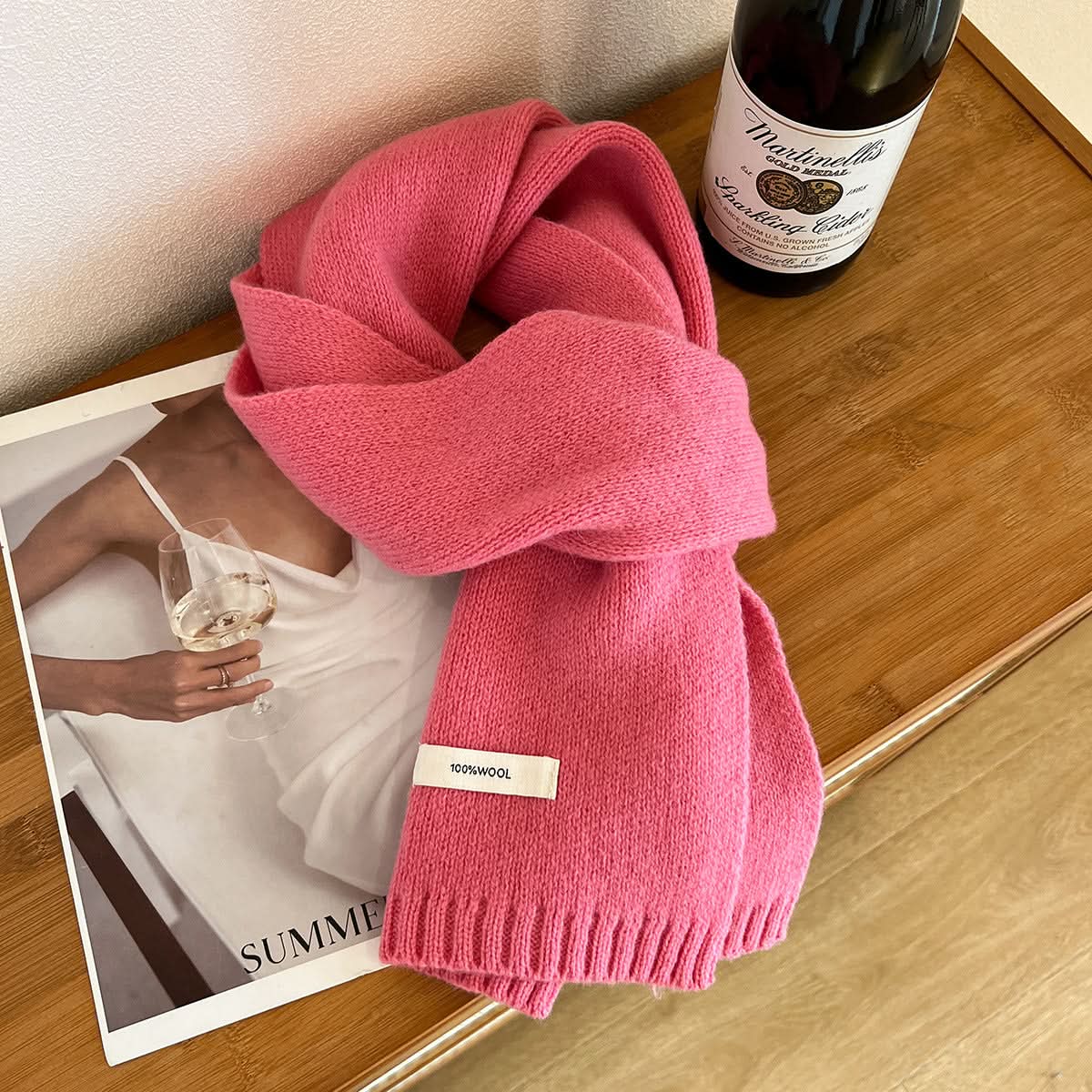 100% Pure Wool Winter Scarf – Solid Color for Adults