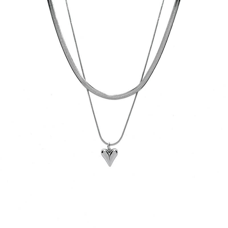 1 pc. Double-Layer Heart Pendant Necklace, Luxury Design