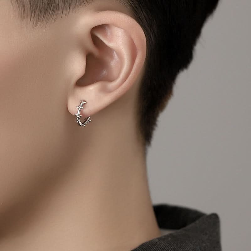 Men’s Thorn Vine Hoop Earrings – Hip-Hop Ear Cuff Buckle