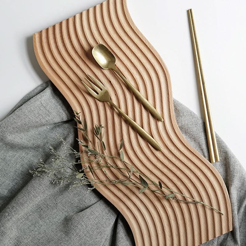 Japanese Style Water Ripple Wooden Tray - Aromatherapy & Storage
