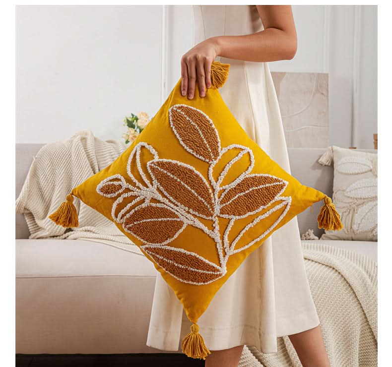 Nordic Red Leaf Velvet Pillow Cover