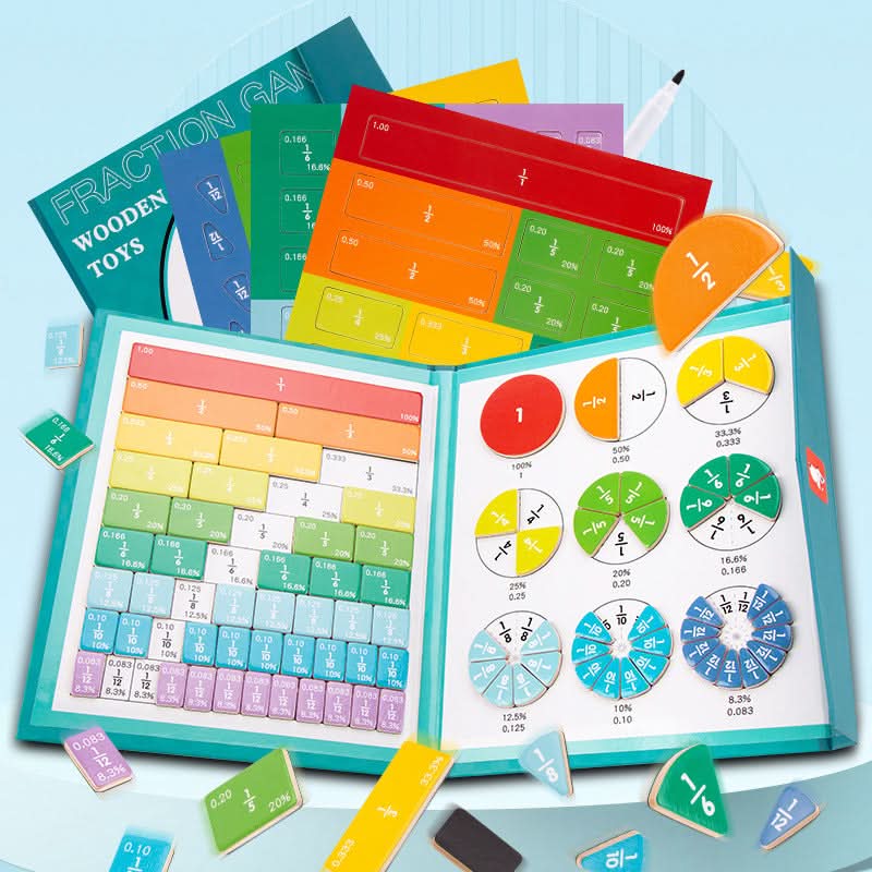 Magnetic Math Fraction Board for Kids, Zebra Design
