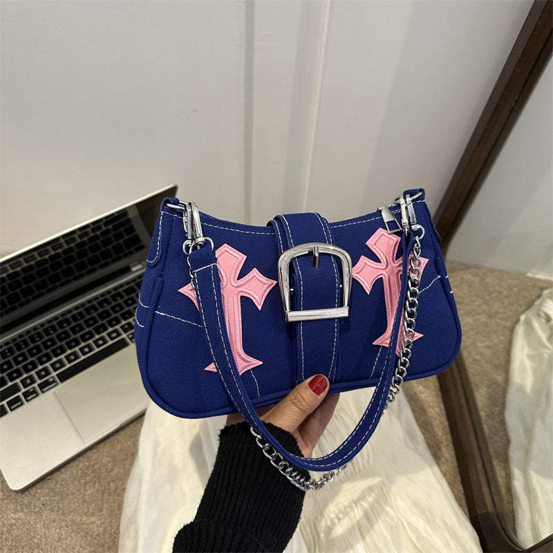 Canvas Small Square Shoulder Bag – Women’s Street Style Underarm Handbag