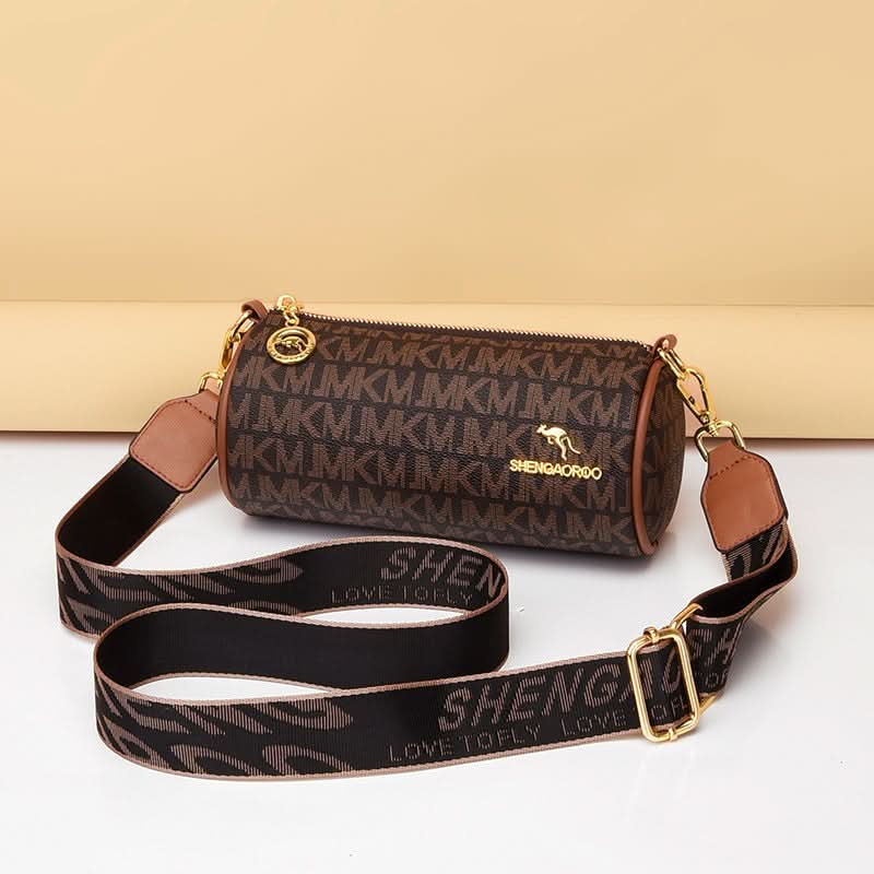 Women's Retro PU Leather Plaid Crossbody Bag – Chic Cylindrical Shoulder Bag