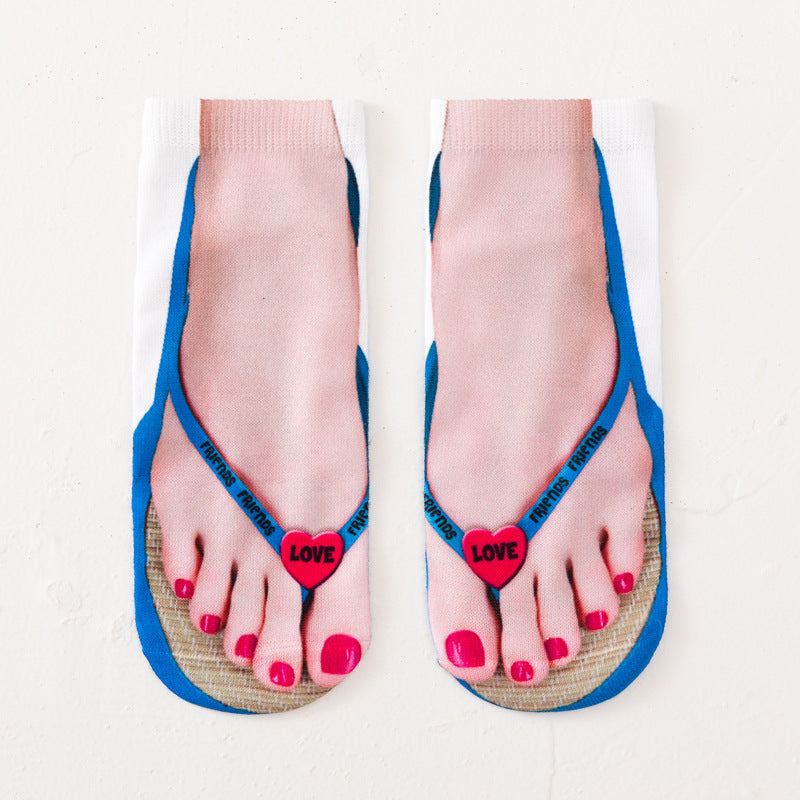 Funny 3D Printed Flip-Flop Boat Socks for Men & Women