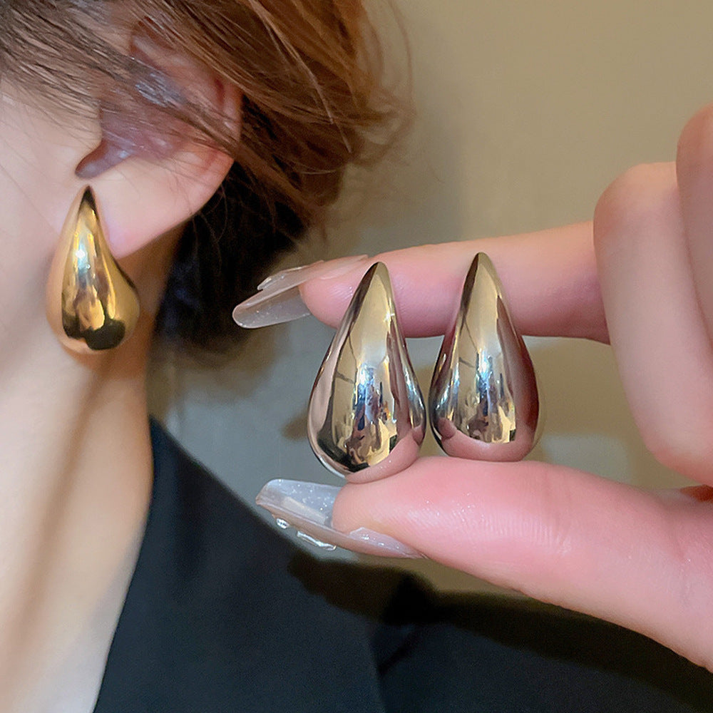 Molten Drop Metal Earrings – Bold Minimal Teardrop Stud Earrings for Women