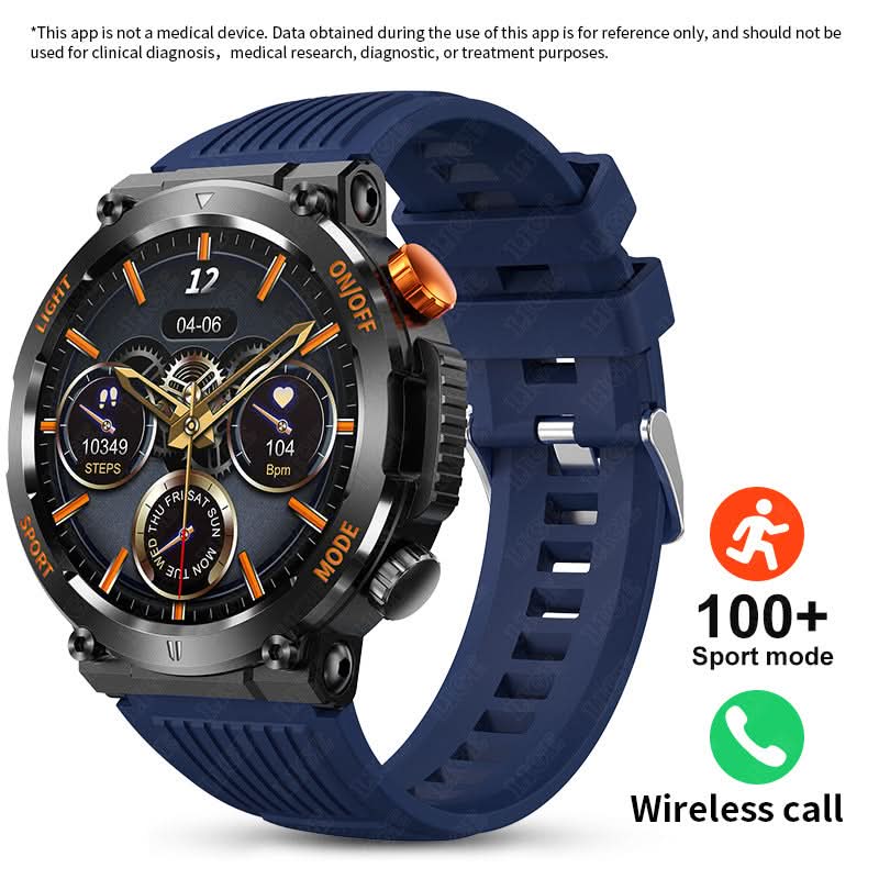 Round Dial Smartwatch for Men – Bluetooth Call, Heart Rate & Blood Pressure Monitor