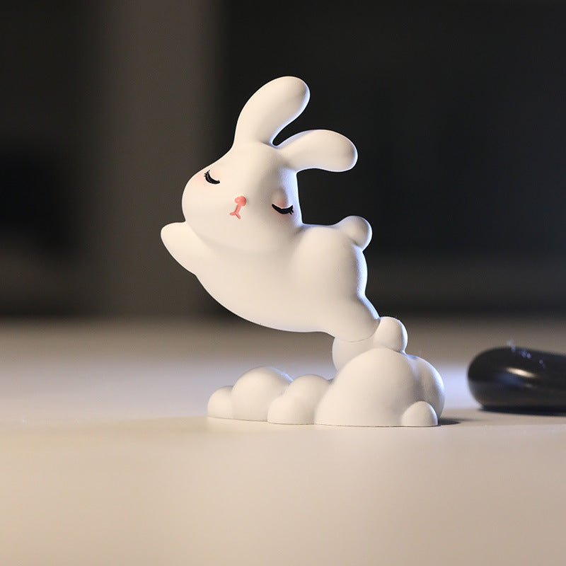 Mini Bunny Car Dashboard Ornament – Resin Cartoon Decor for Car Interior