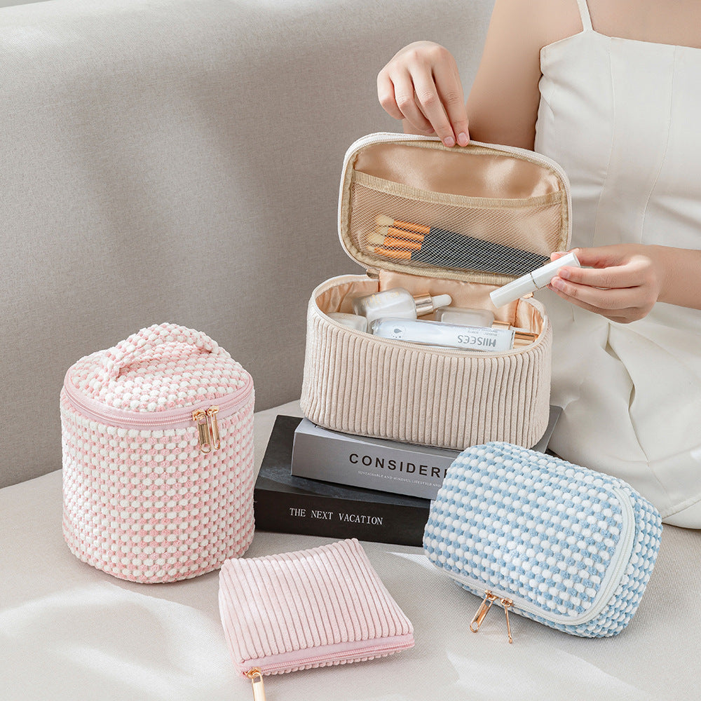 Velvet Cosmetic Bag Set – 4-Piece Travel Makeup Organizer for Women