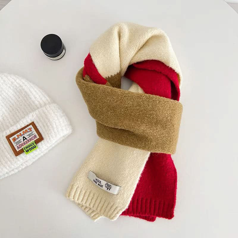 Contrast Color Knitted Scarf for Women