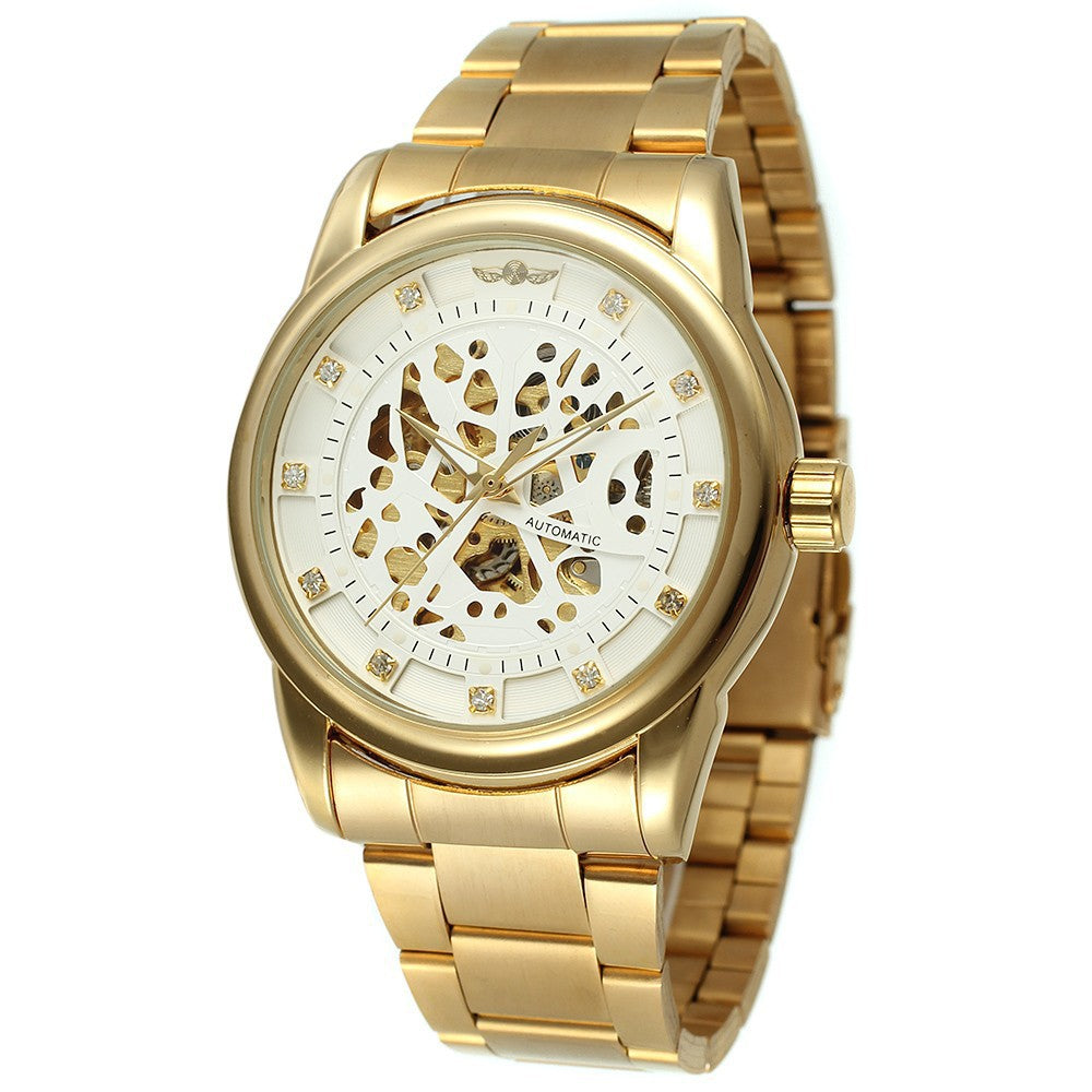Winner Automatic Mechanical Watch for Men – Retro Style Stainless Steel Band Timepiece