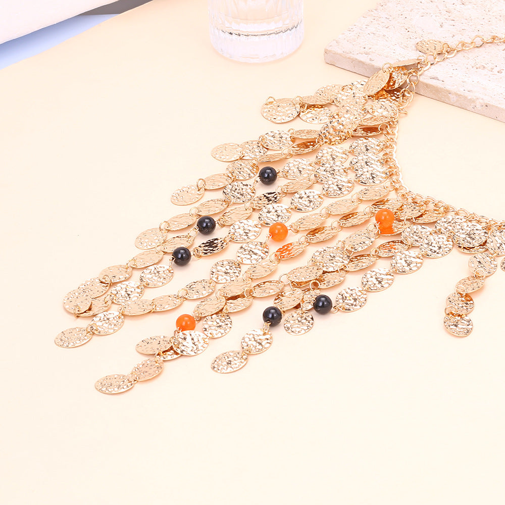 Retro Multi-Layer Tassel Necklace – Handmade Gold Statement Jewelry for Women