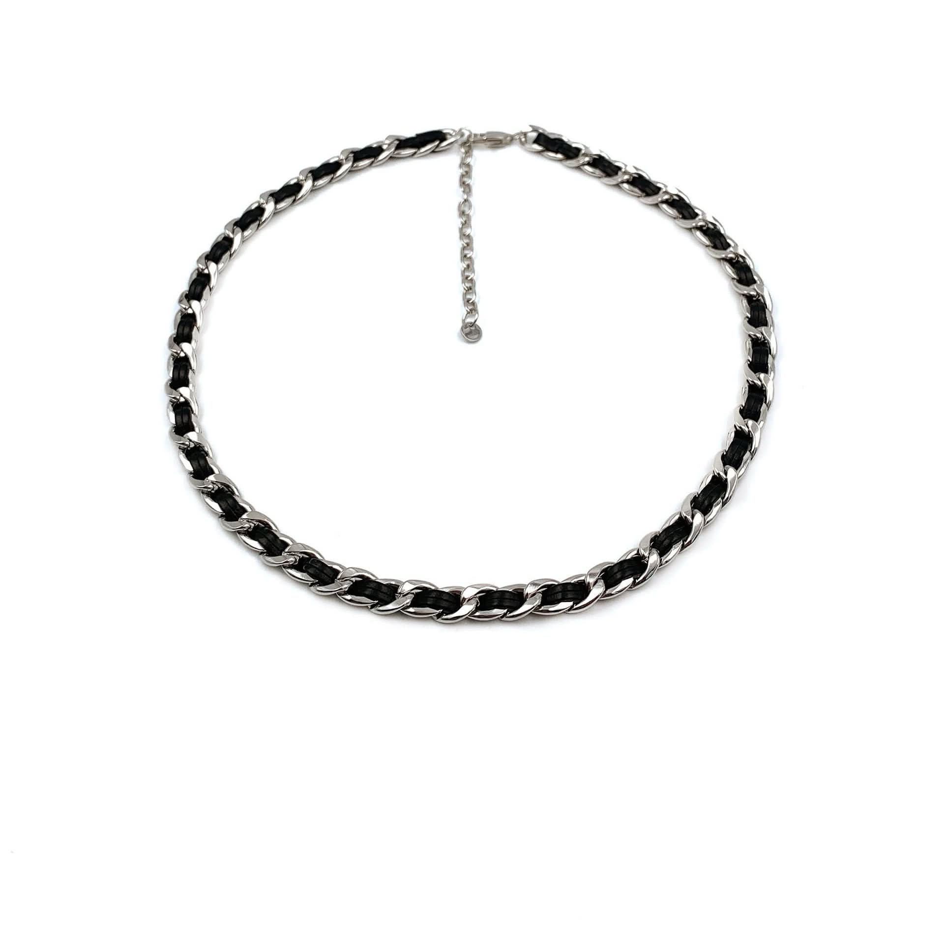 Men’s Minimalist Black Titanium Steel Necklace – Trendy Chain