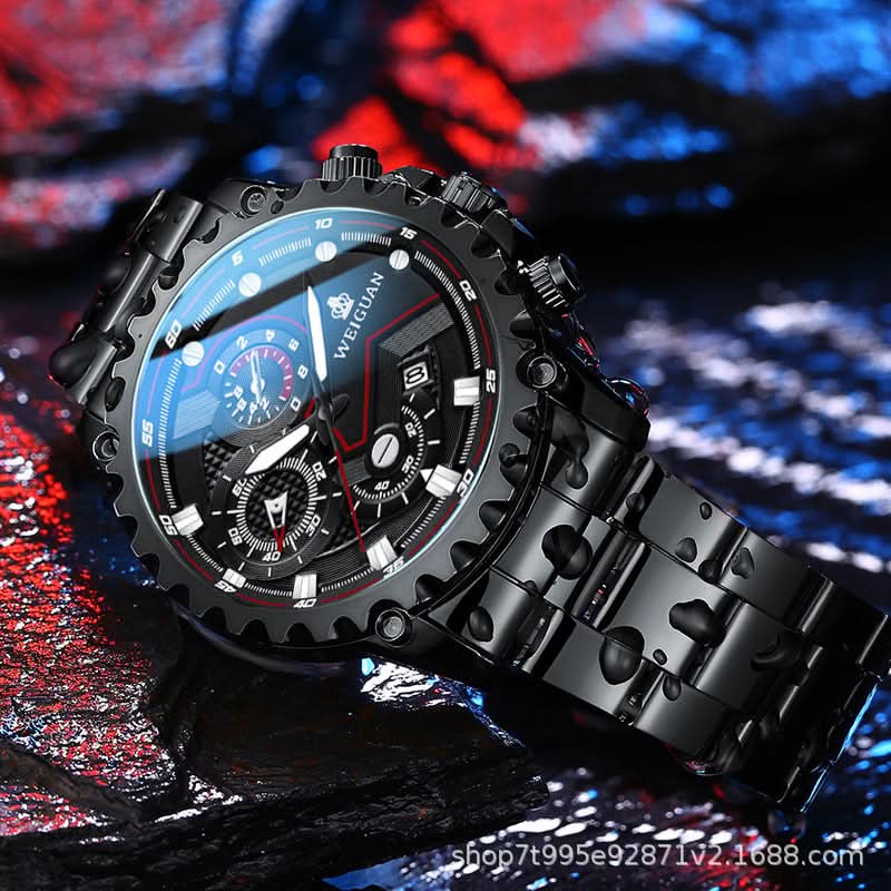 Black Warrior Men’s Classic Watch – Waterproof, Luminous, Calendar Display