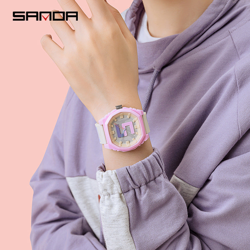 Sanda Waterproof Student Watch – Stylish Silicone Analog Sports Watch for Boys & Girls