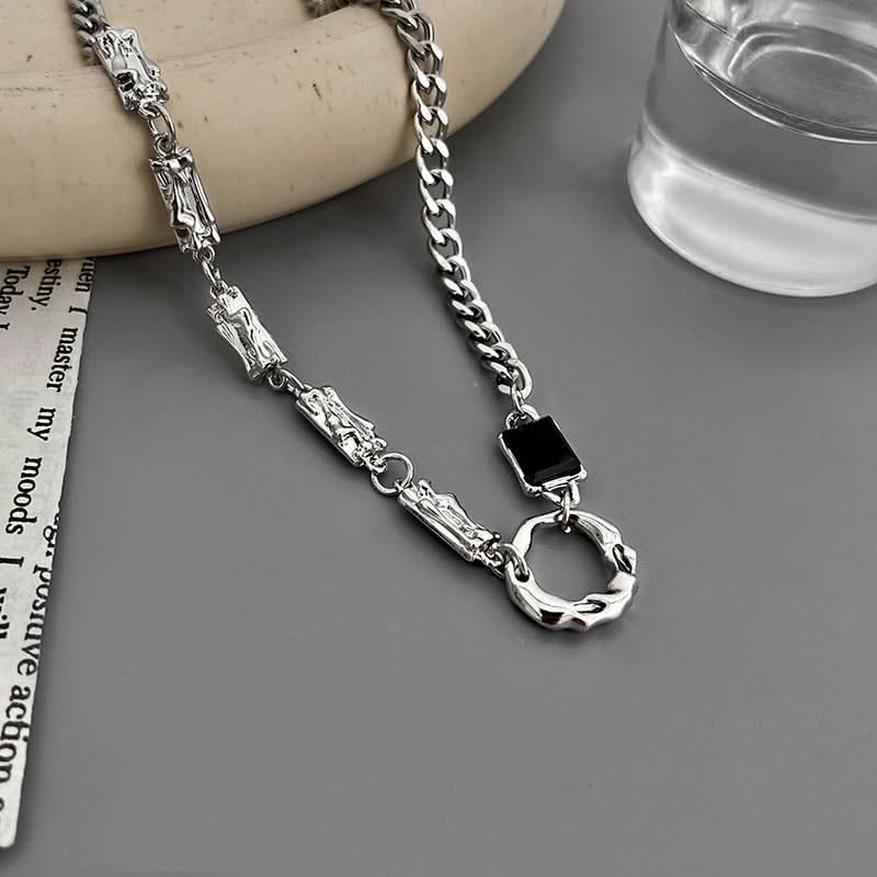 Unisex Water Wave Chain Geometric Necklace –Trendy Splicing Design