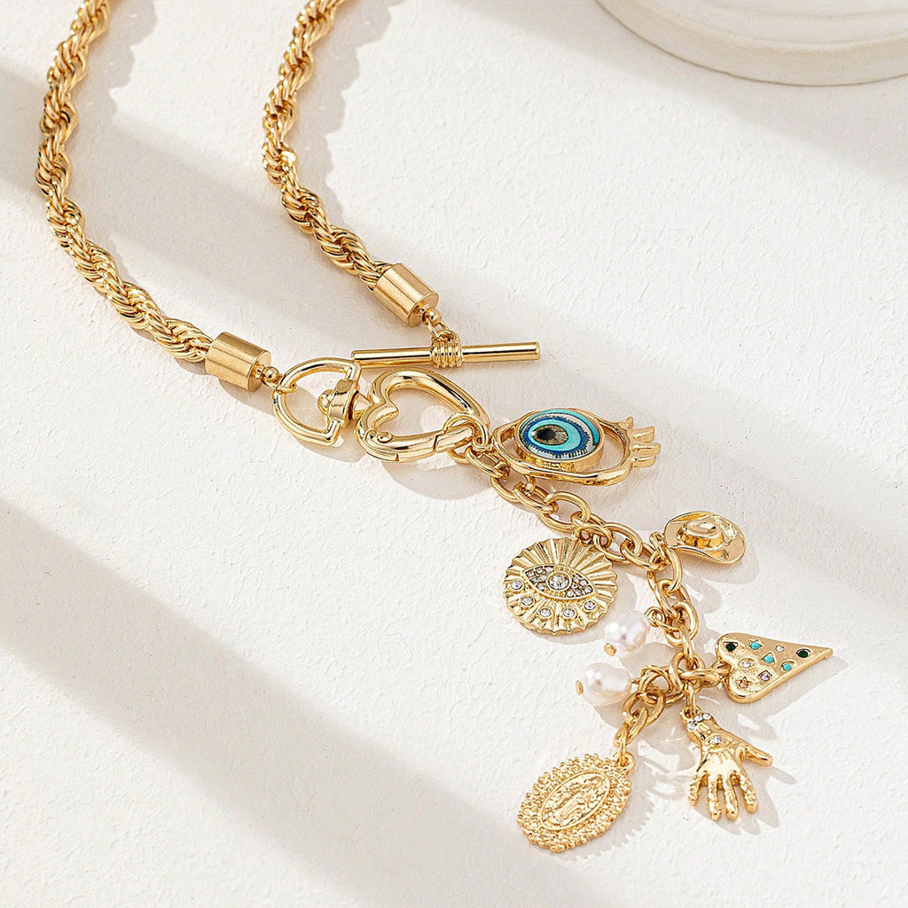 Women's Trendy Evil-eye Pendant Necklace – Pearl & Charms, Love Jewelry