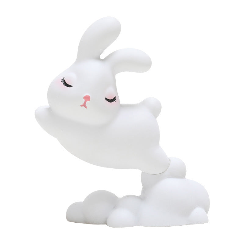 Mini Bunny Car Dashboard Ornament – Resin Cartoon Decor for Car Interior