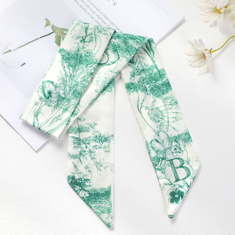 Silk Scarf Ribbon Ponytail Bow - Letter Headband Accessory (Set of 2pcs.)