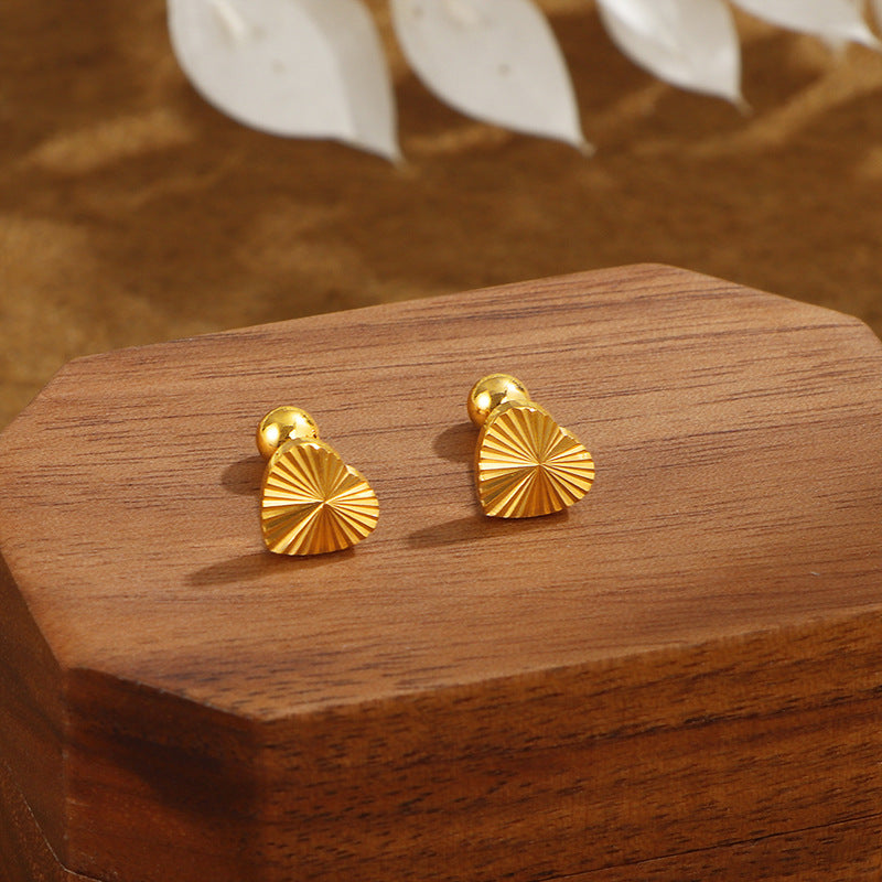 Gold Heart Earrings – Titanium Steel Fashion Jewelry for Women