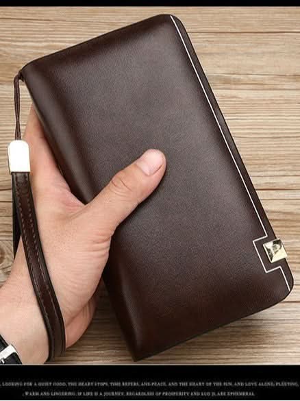 Men's PU Leather Business Clutch – Long Wallet with Single Pull