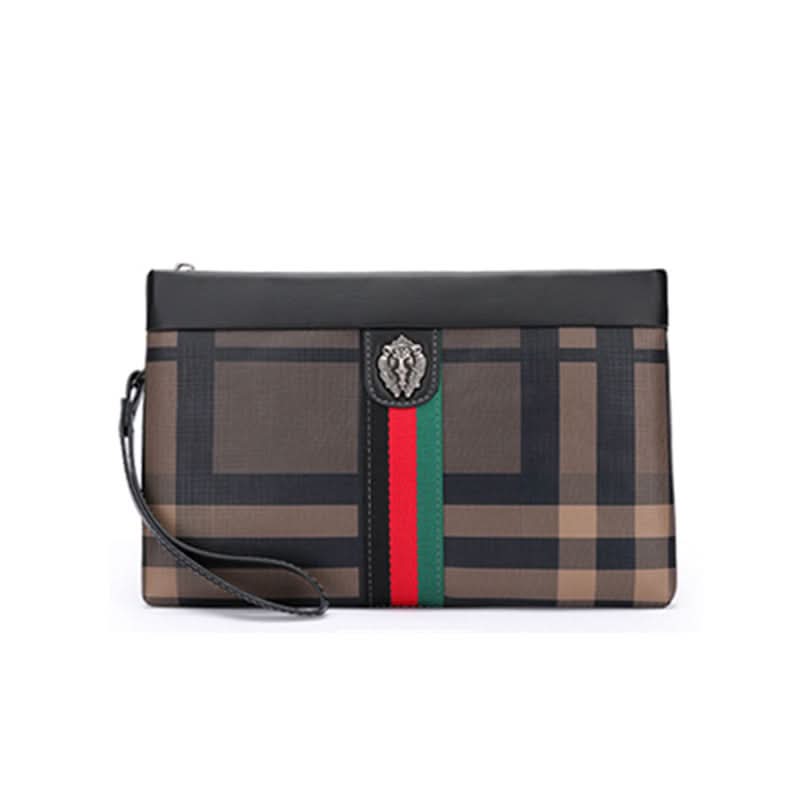 Men’s Plaid PVC Clutch Bag – Urban Commuter Wristlet