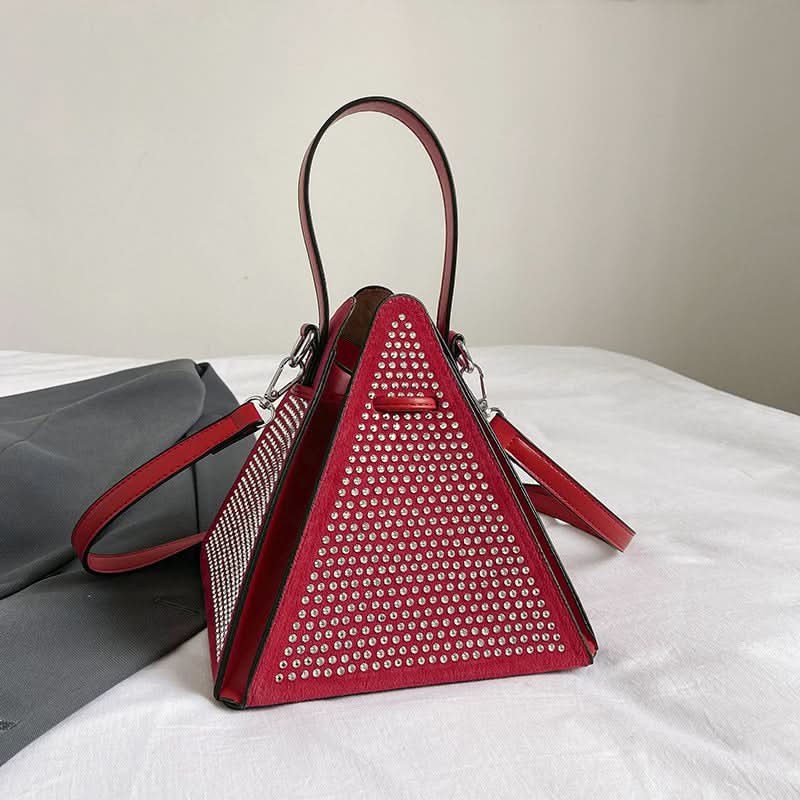 Fashionable Triangle Handbag with Diamond Detail