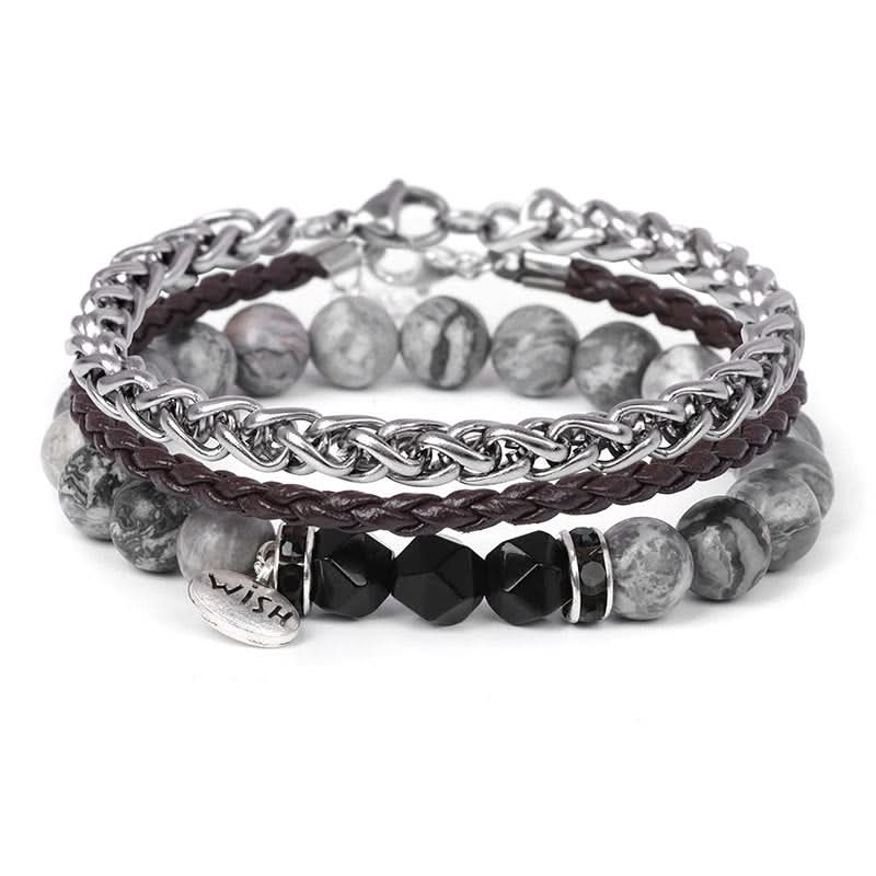 Men’s Retro 3-Piece Bracelet Set – Stylish Layered Design