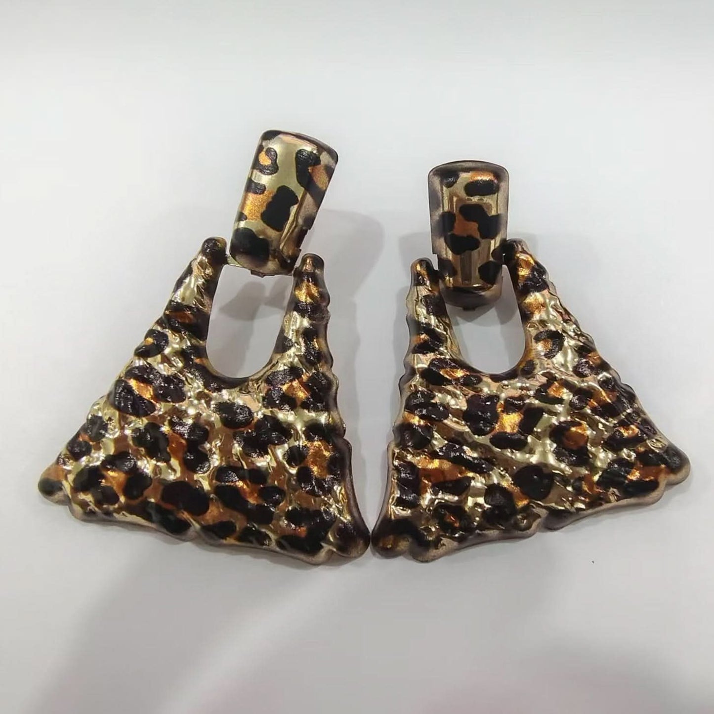 Leopard Cow Print Geometric Earrings