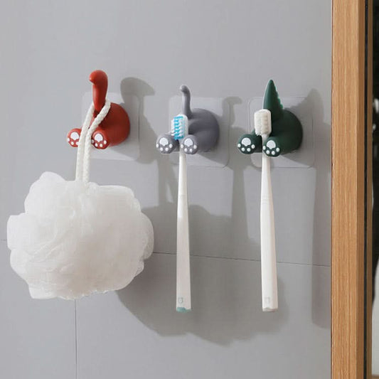 Toothbrush Holder – No-Punch Hook Rack for Kids, Fun Animal Design