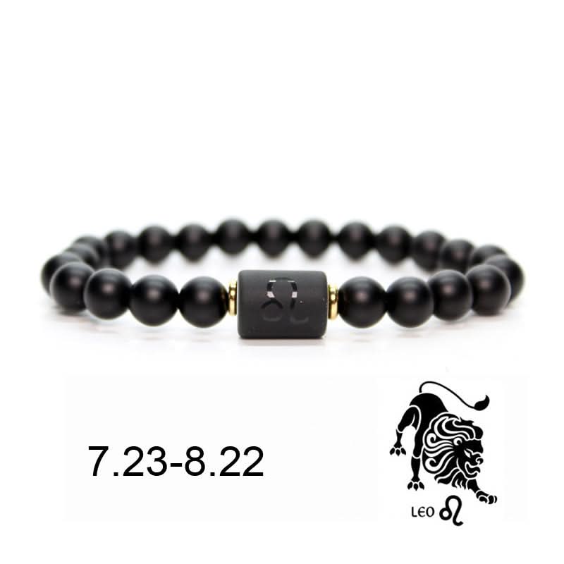 12 Constellations Black Agate Bracelet – Unisex Zodiac Bracelet