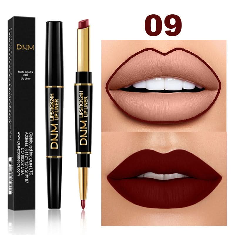 DNM 2-in-1 Matte Lipstick & Lip Liner – Long-Lasting, Non-Stick, High-Pigment Color