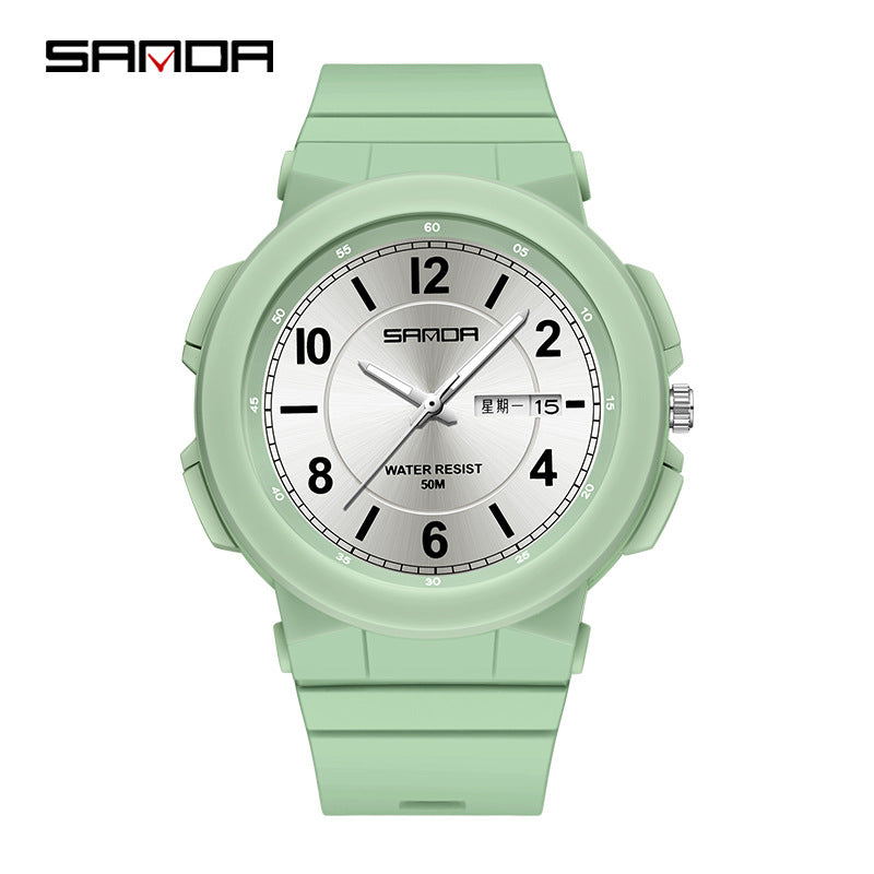Sanda Dual Calendar Quartz Watch – Waterproof Student Watch with Analog Display