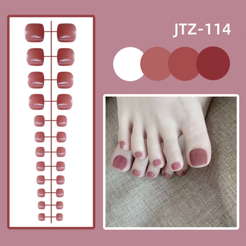 Glossy Toenail Nail Stickers – 24-Piece Finished Fake Nails Set