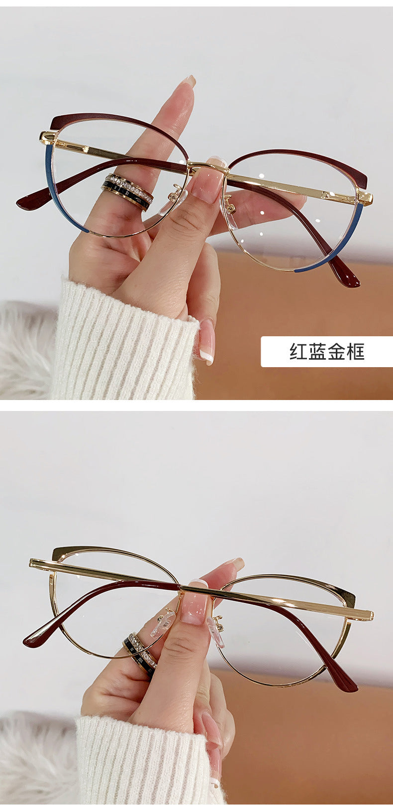 Stainless Steel Frame Cat Eye Reading Glasses – Stylish Presbyopia Relief