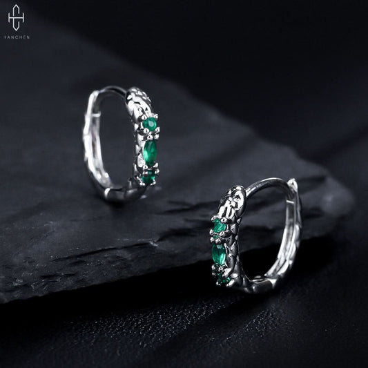 Men’s Emerald Green Snake Earrings –  Fashion Jewelry