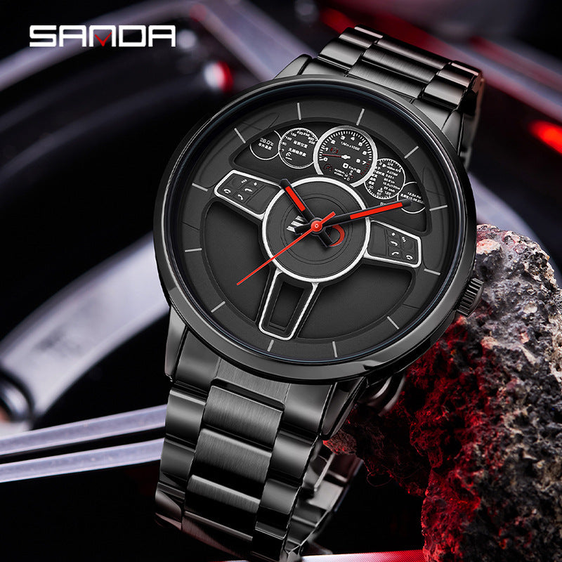 SANDA Men’s Casual Quartz Watch – Waterproof Stainless Steel Business Wristwatch
