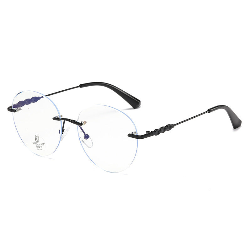 Ultra-Light Frameless Round Glasses – Korean Style Plain Eyewear for Men & Women