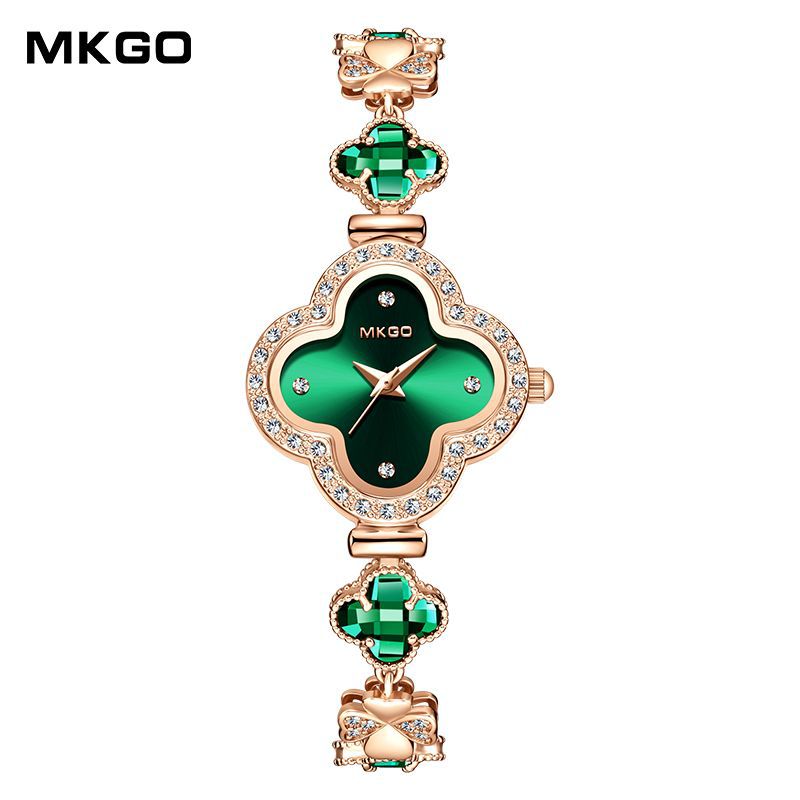 Mokago Four-Leaf Clover Women’s Watch – Luxury Crystal Bracelet Quartz Watch