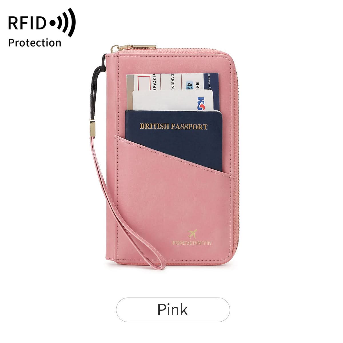 RFID Anti-Theft Travel Passport Wallet – Zipper Organizer for Documents & Tickets