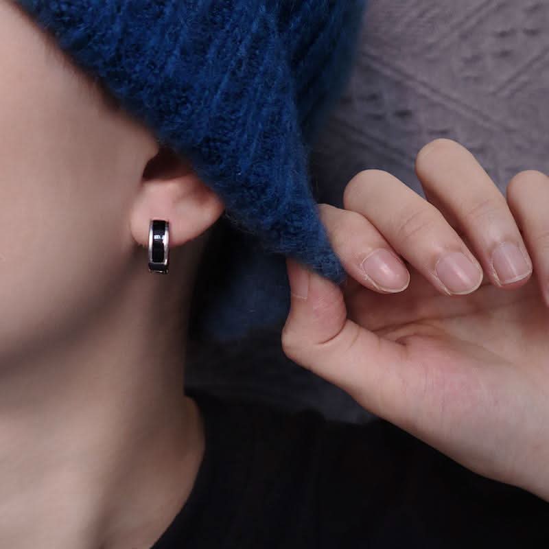 Trendy Korean Black Hoop Earrings –Hip-Hop Design Unisex Fashion