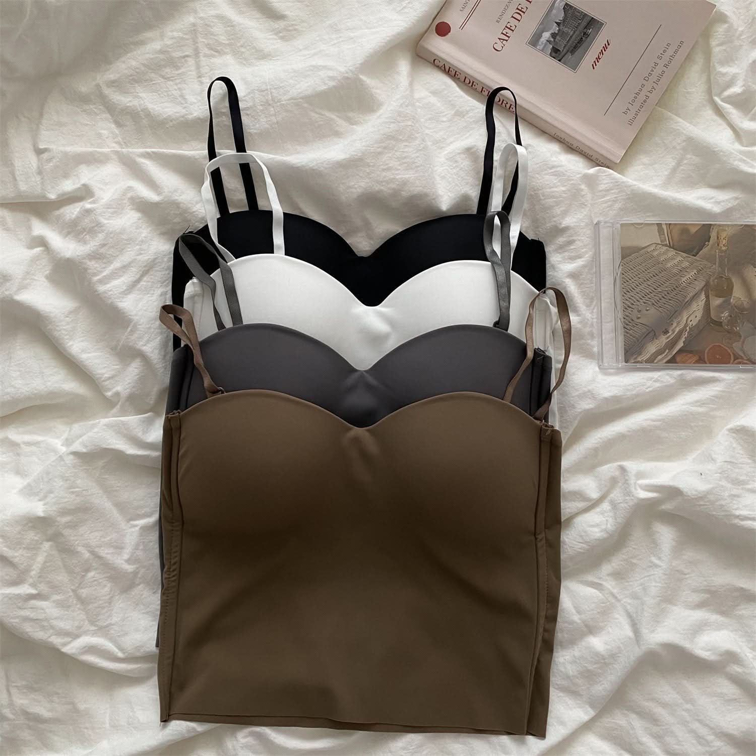Ice Silk Yoga Camisole with Built-In Bra