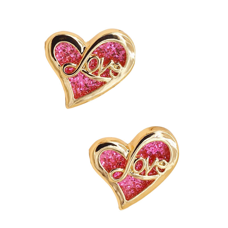 Women’s French Retro Heart Earrings – Zircon Alloy Fashion Jewelry
