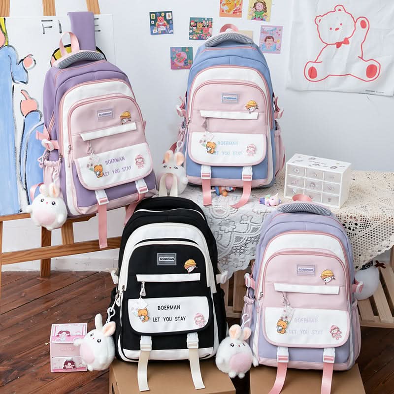 Girls' Cute Large-Capacity School Backpack – Multi-Layer Backpack